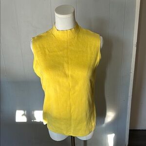 Designers Originals Yellow Fitted Tank Top with Mandarin Collar